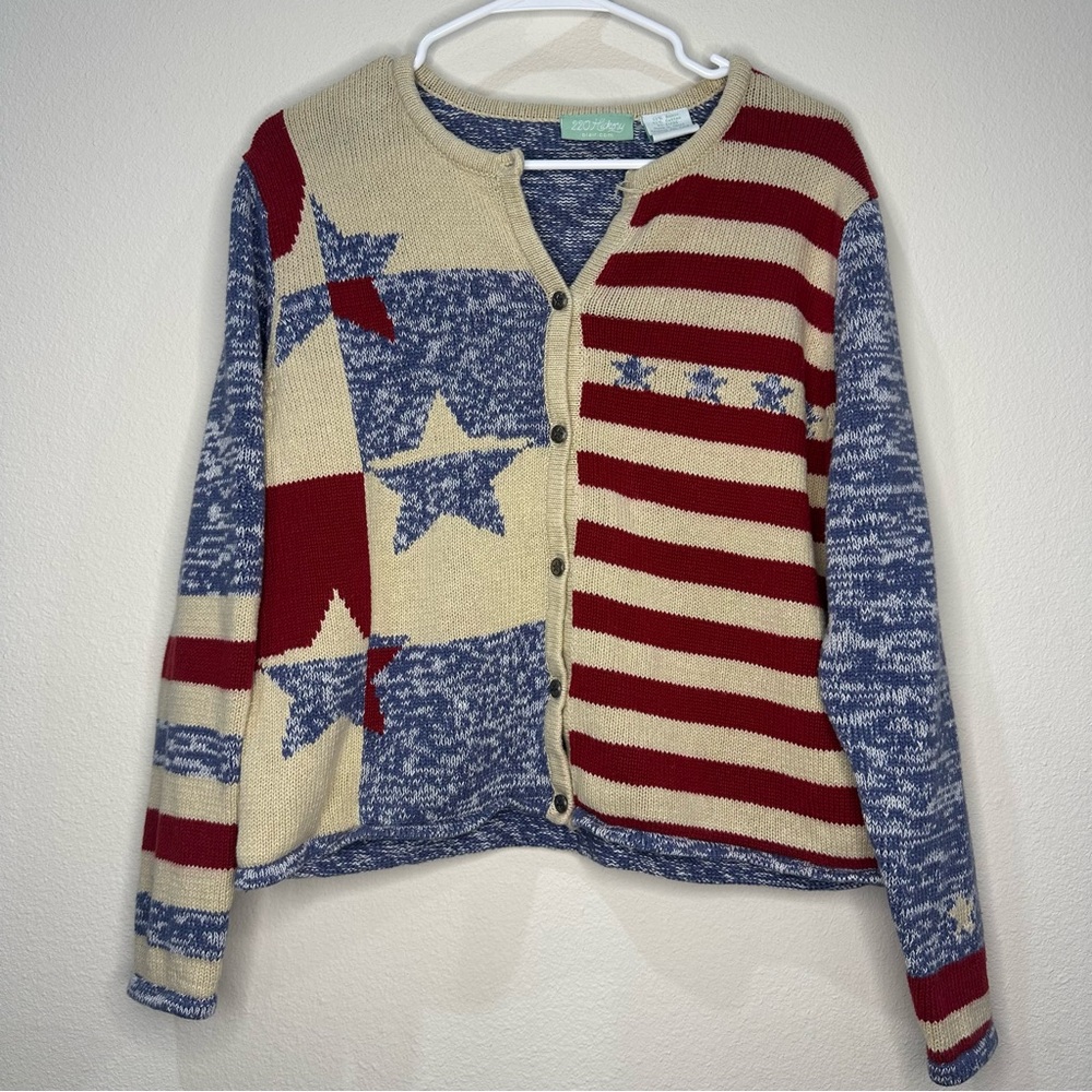 Vintage 220 Hickory American Flag USA button down cardigan sweater